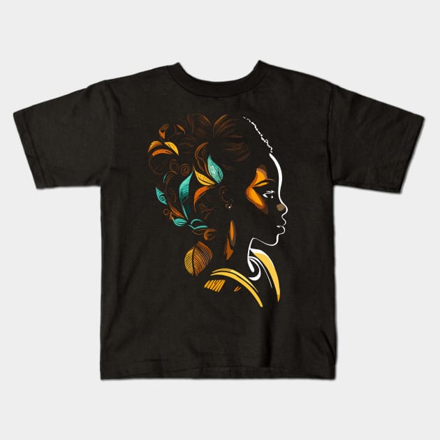 African American Woman Kids T-Shirt by Apocatnipse Meow